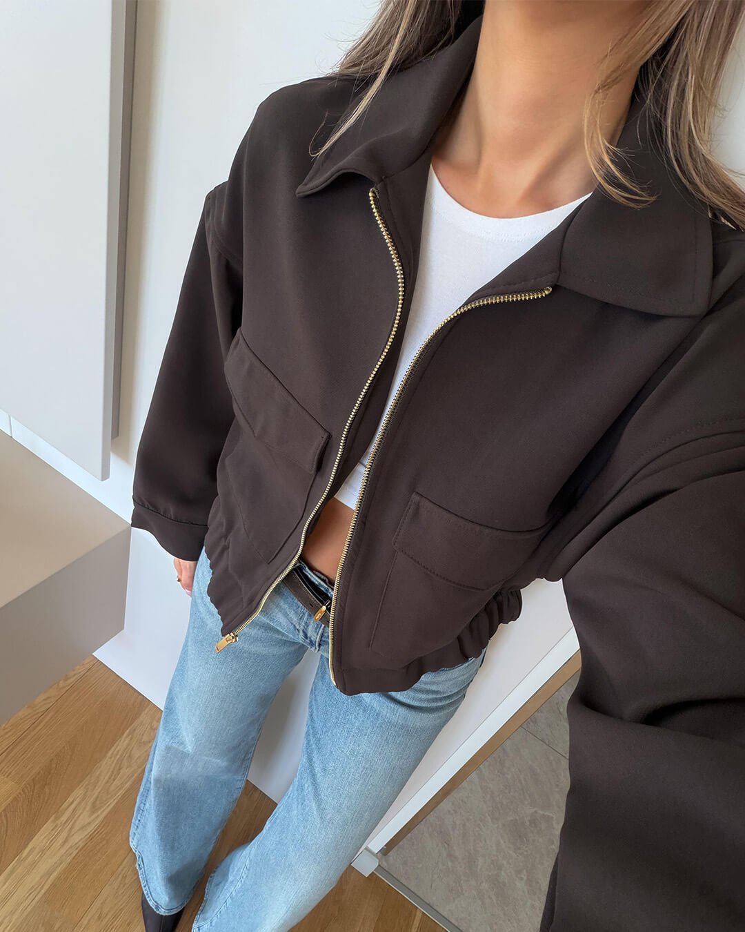 Zoey Zip Up Pocket Jacket - Women's Fall and Winter Outerwear