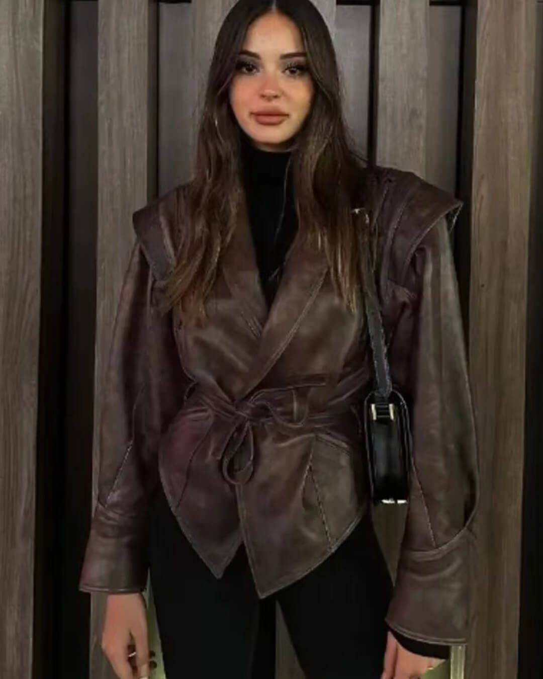 Zyra Biker Leather Jacket - Women's Fall and Winter Outerwear - Image 4