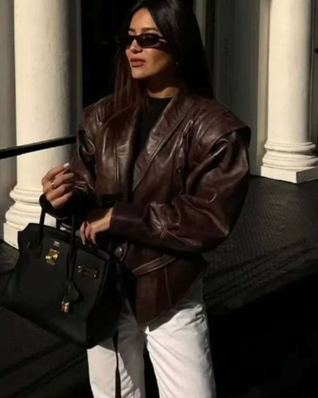 Zyra Biker Leather Jacket - Women's Fall and Winter Outerwear - Image 2