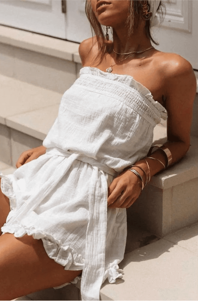 Beatrice Belted Tube Top Jumpsuit - Women's One-Piece Outfit - Image 3