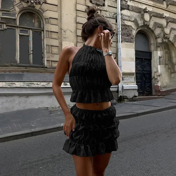 Carla Pleated Backless Two-Piece Set - Women's One-Piece Outfit - Image 5
