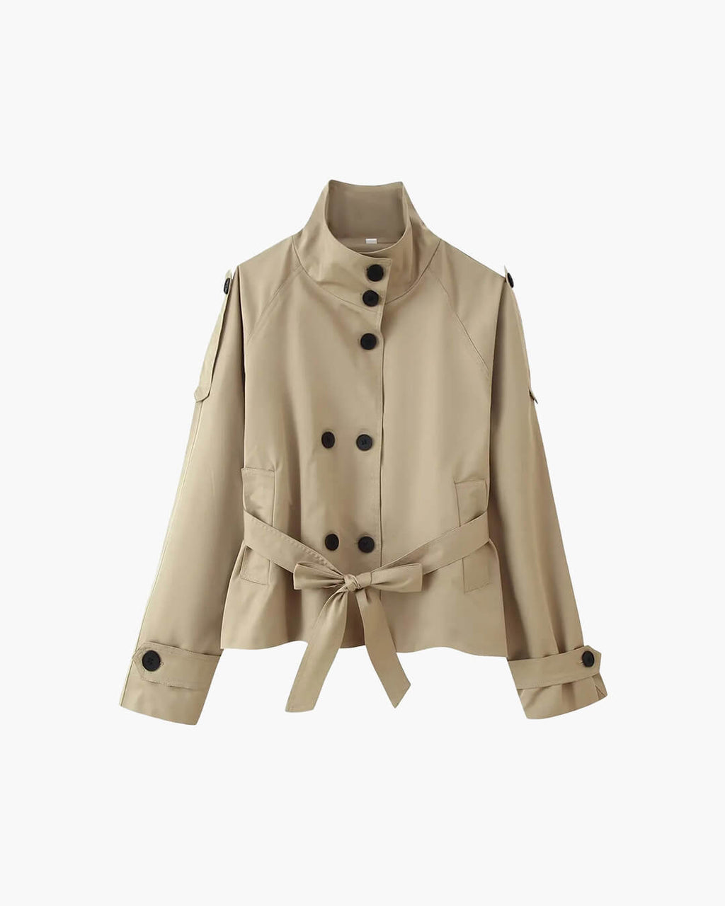Kara Stand Collar Crop Trenchcoat - Women's Fall and Winter Outerwear - Image 5