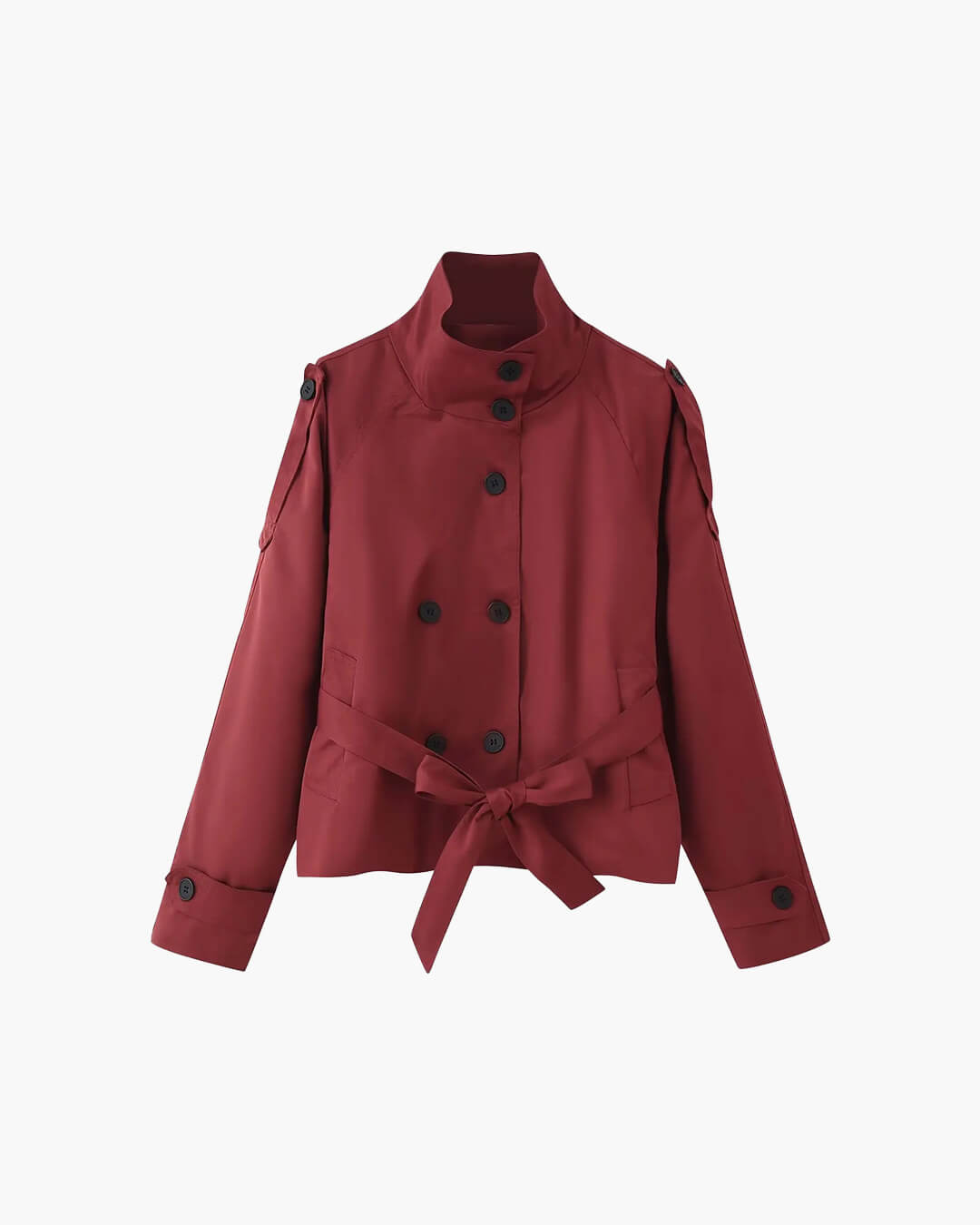 Kara Stand Collar Crop Trenchcoat - Women's Fall and Winter Outerwear - Image 23