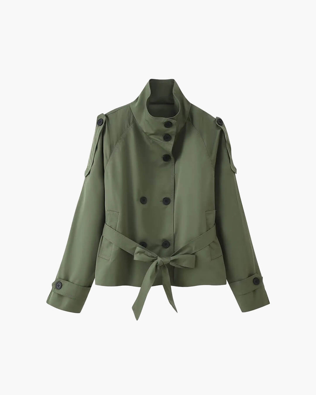 Kara Stand Collar Crop Trenchcoat - Women's Fall and Winter Outerwear - Image 18
