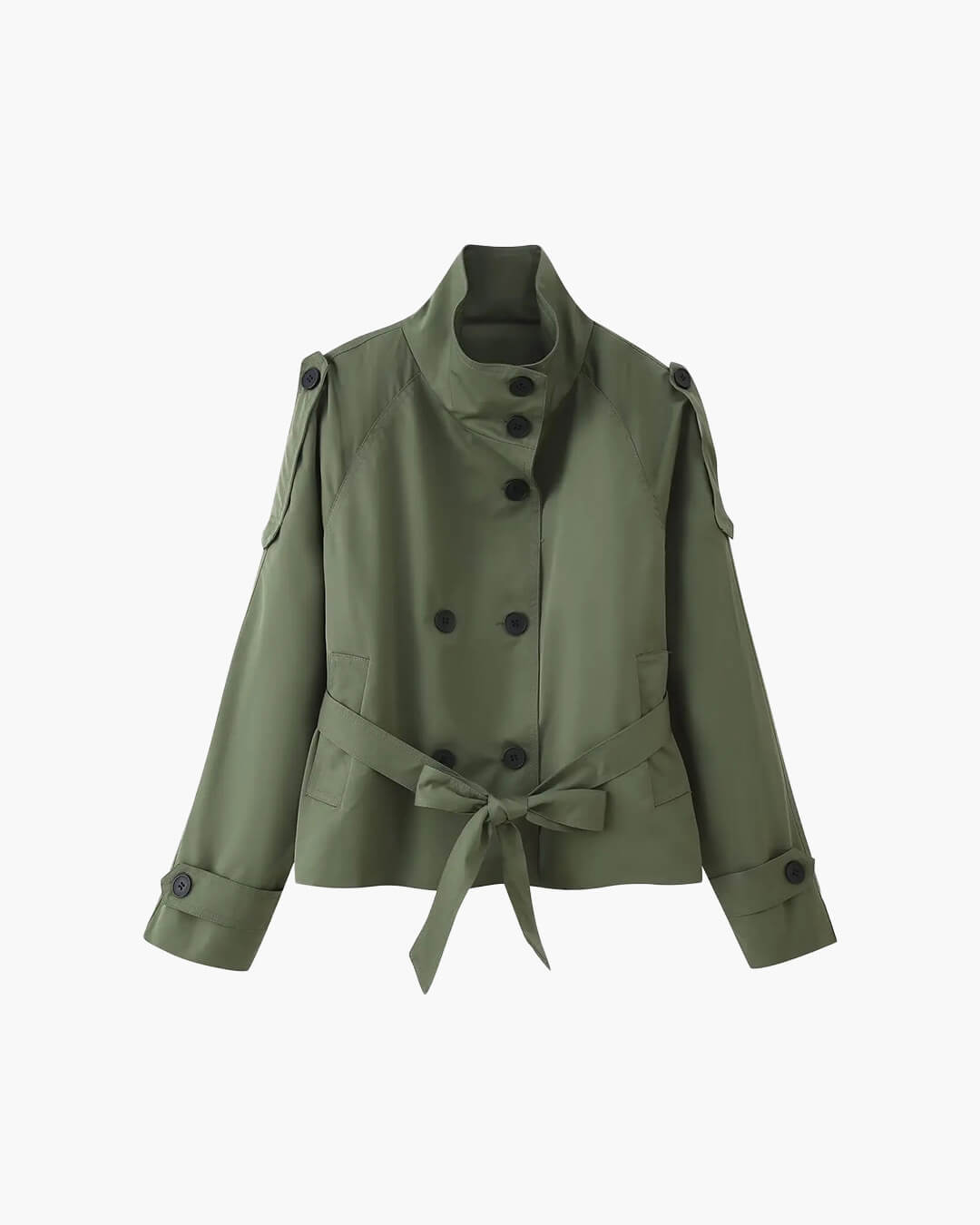 Kara Stand Collar Crop Trenchcoat - Women's Fall and Winter Outerwear - Image 18