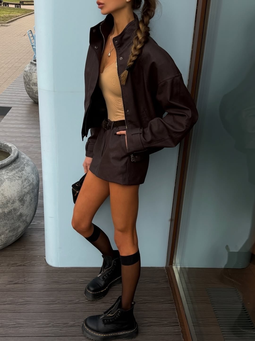 Lara Suede Cropped Coat & Mini Skirt Set - Women's Coordinated Two-Piece Outfit - Image 15
