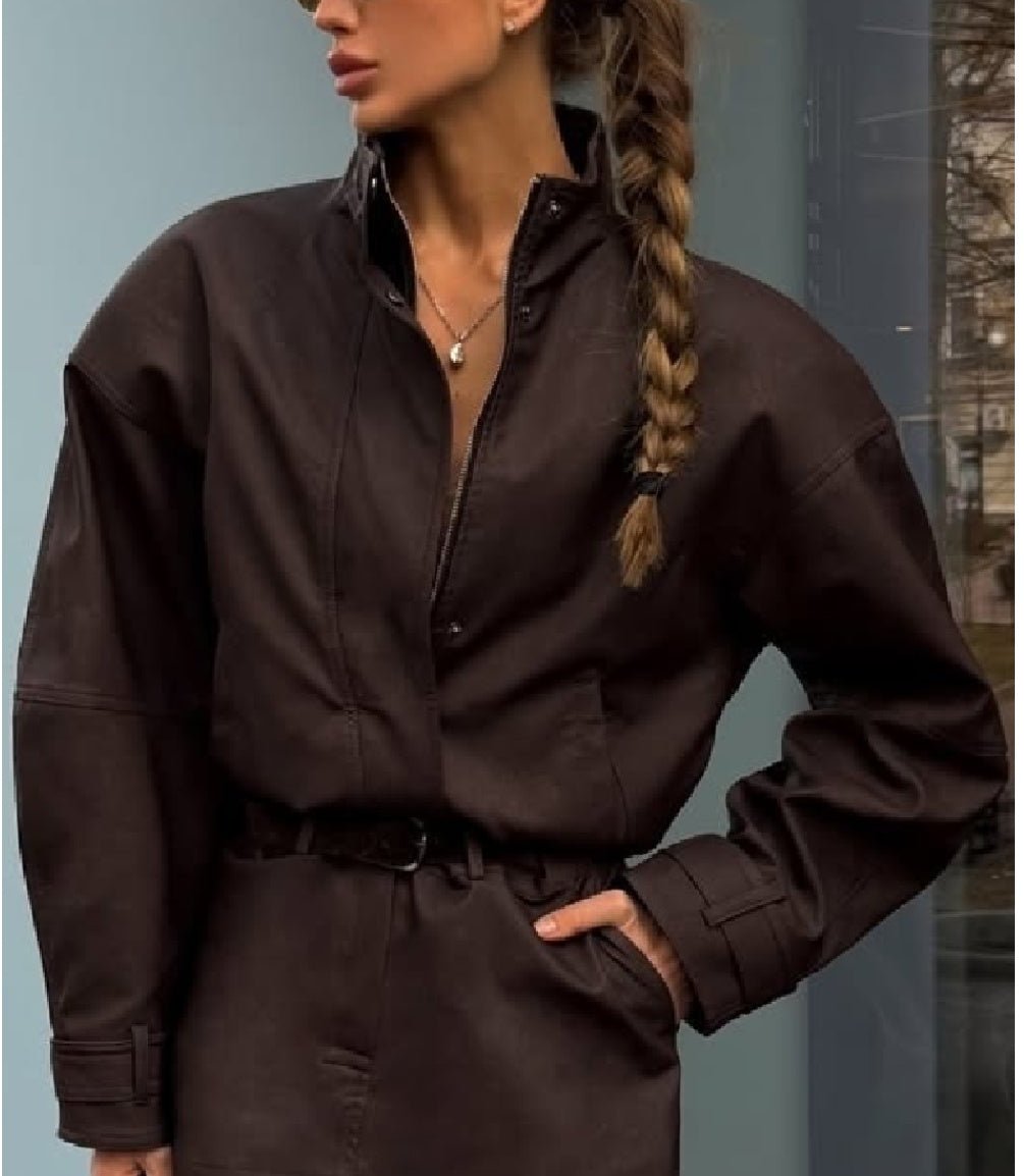 Lara Suede Cropped Coat & Mini Skirt Set - Women's Coordinated Two-Piece Outfit - Image 16