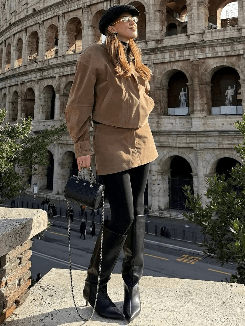 Lara Suede Cropped Coat & Mini Skirt Set - Women's Coordinated Two-Piece Outfit - Image 10