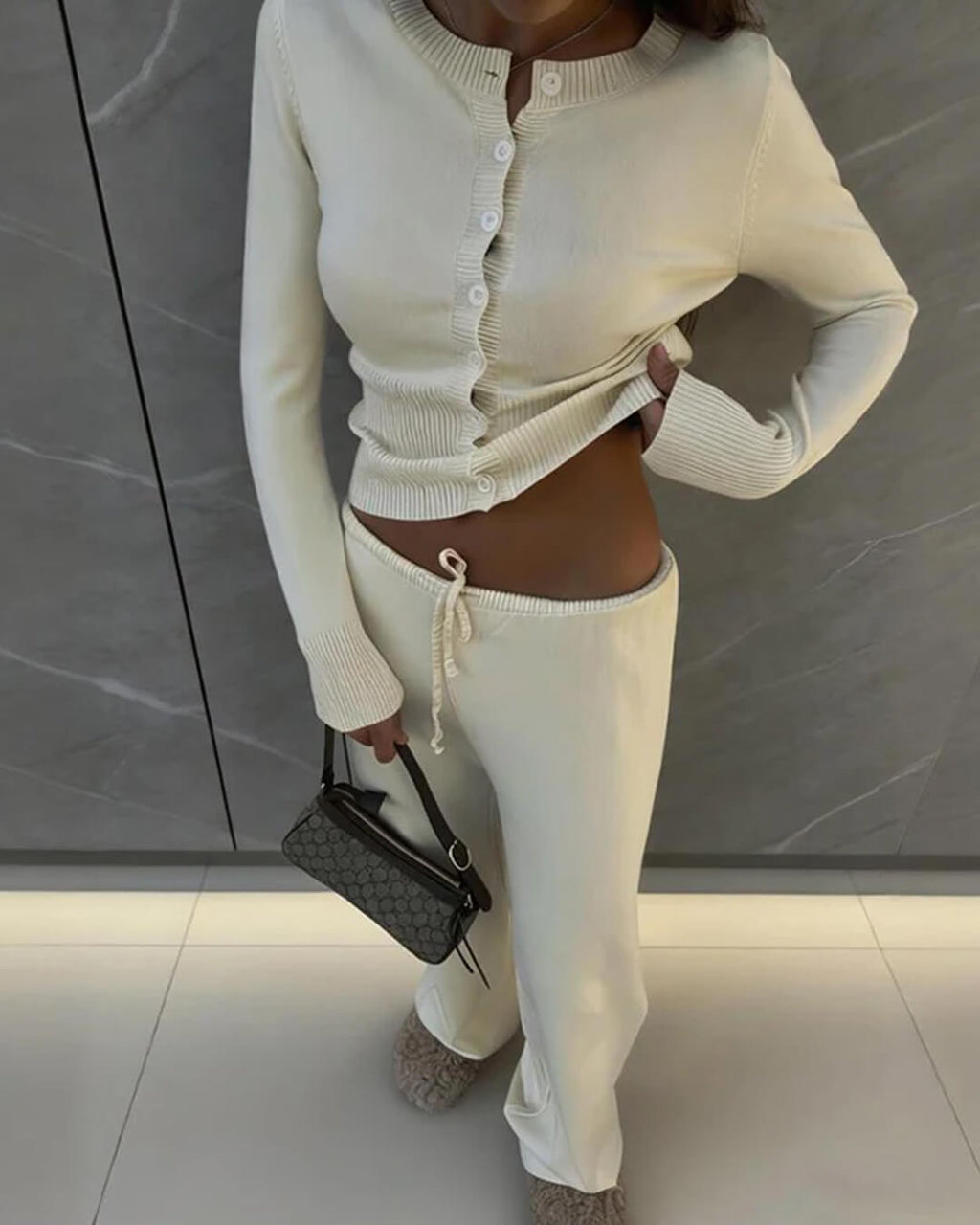 Aimee Knitted Cardigan and Trousers Set - Women's Coordinated Two-Piece Outfit - Image 2