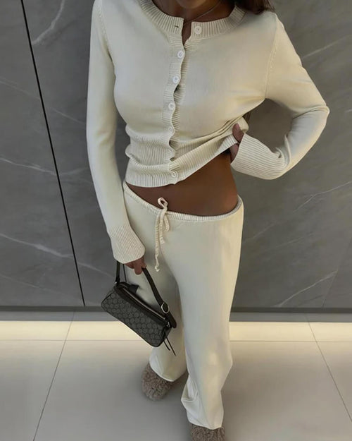 Aimee Knitted Cardigan and Trousers Set - Women's Coordinated Two-Piece Outfit - Image 2