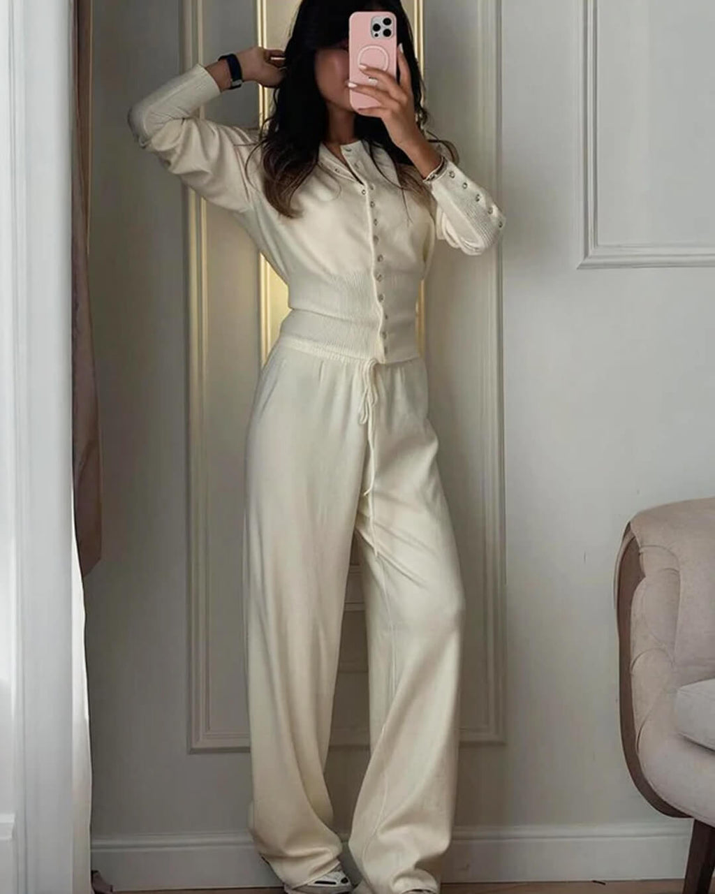 Aimee Knitted Cardigan and Trousers Set - Women's Coordinated Two-Piece Outfit - Image 5