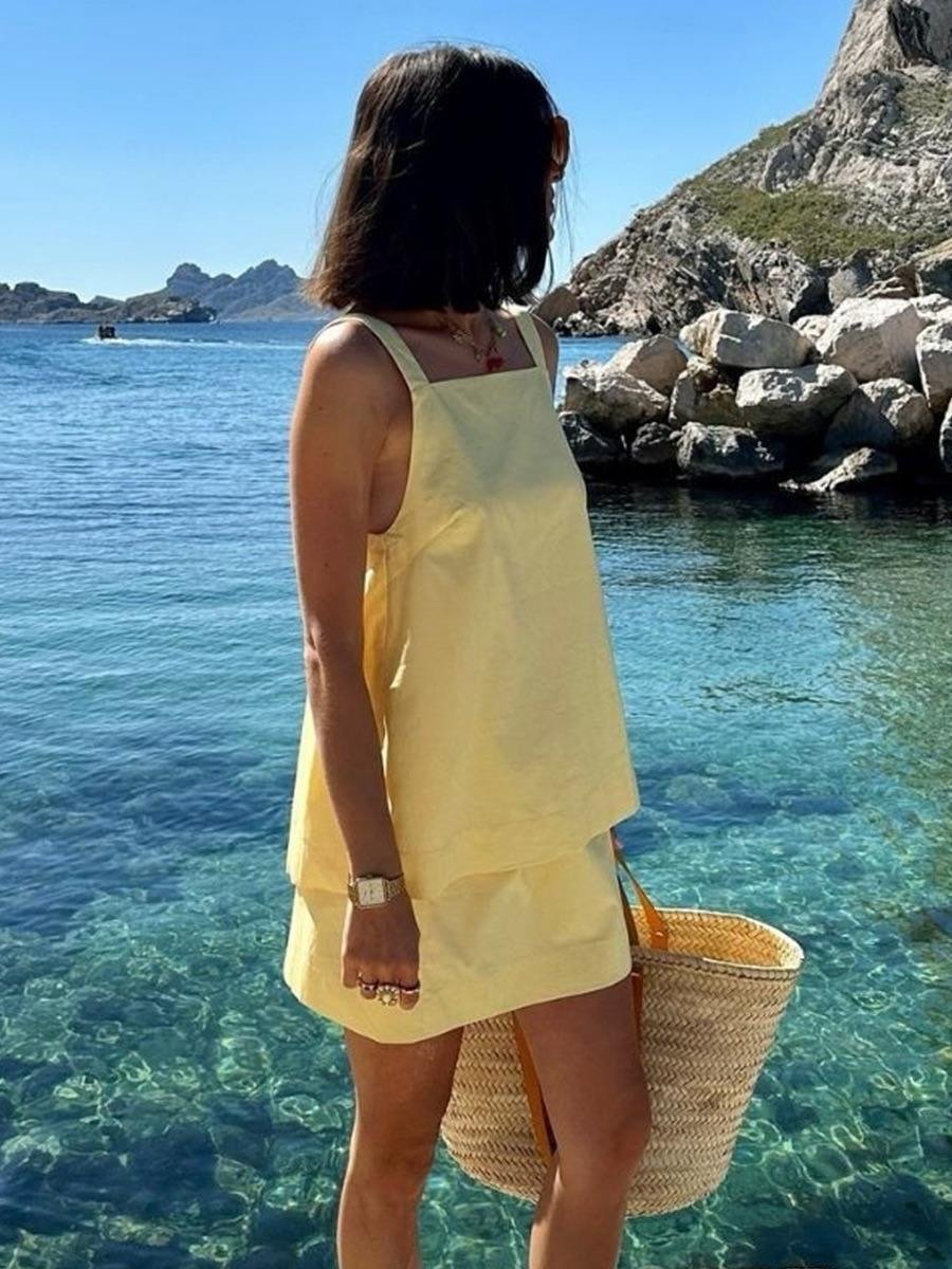 Maria Lemon Yellow Cami & Skirt Set - Women's Coordinated Two-Piece Outfit - Image 5