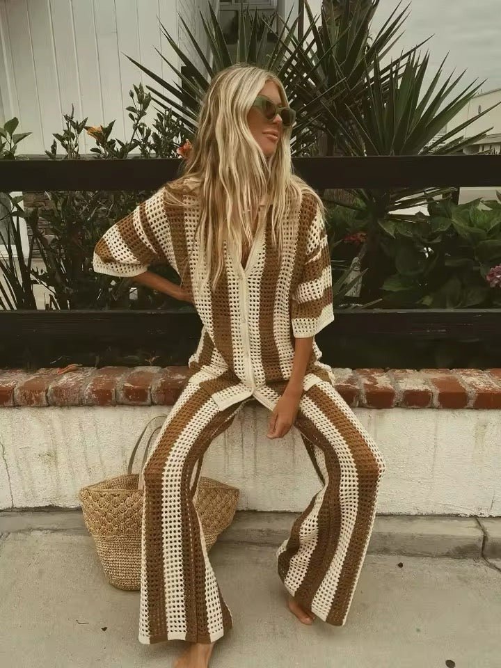 Carmen Striped Crochet Co-Ord Set - Women's Coordinated Two-Piece Outfit - Image 13