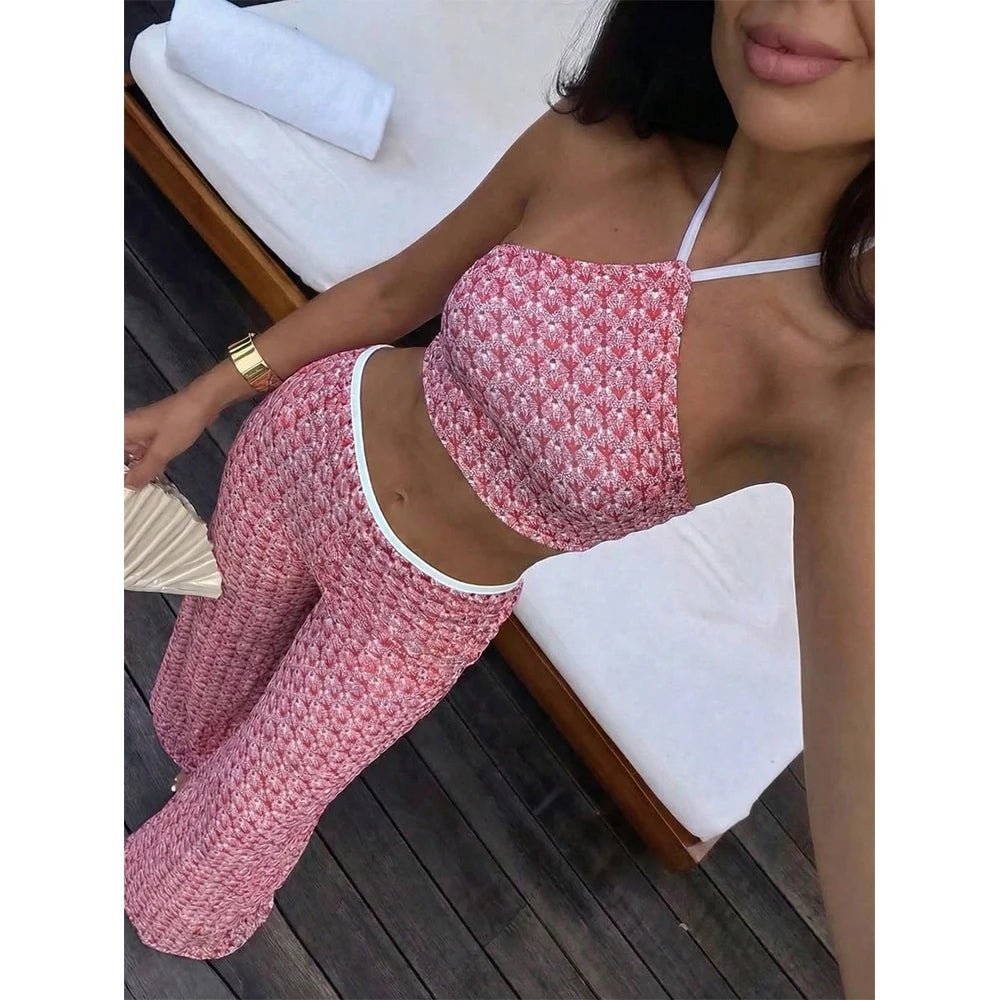 Natalie High-Neck Three-Piece Bikini Set - Women's Coordinated Two-Piece Outfit - Image 2