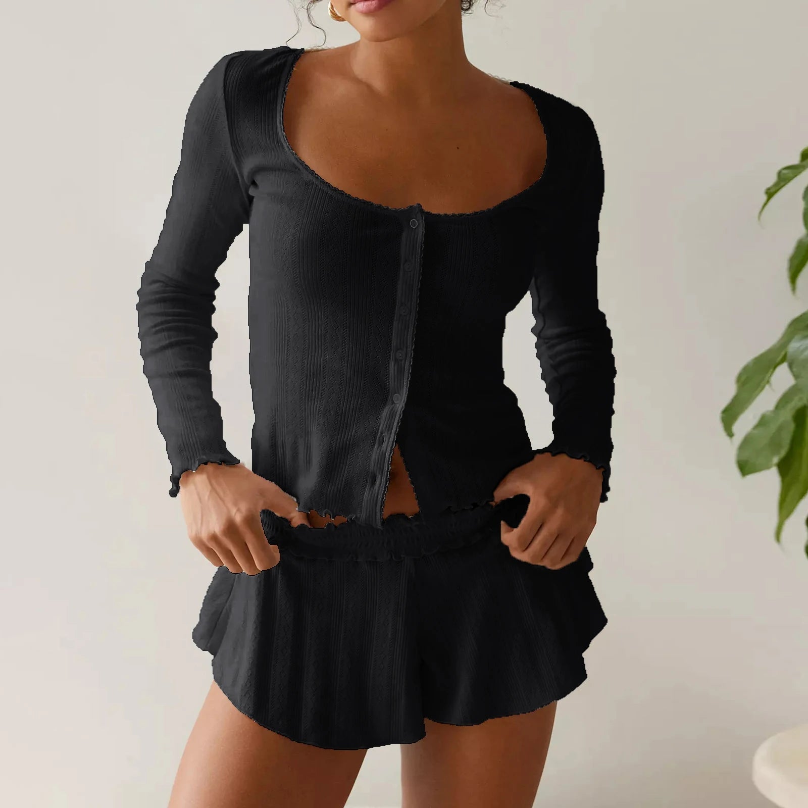 Amalia Long Sleeve Pajama Set - Women's Coordinated Two-Piece Outfit - Image 3