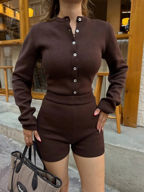 Anastasia Ribbed Knit Shorts Set - Women's Coordinated Two-Piece Outfit - Image 2