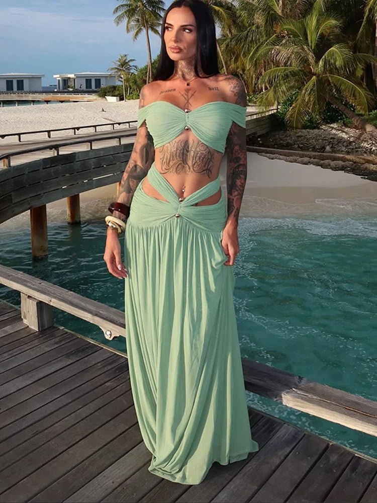 Beatrice Backless Beach Two-Piece Set - Women's Coordinated Two-Piece Outfit - Image 2