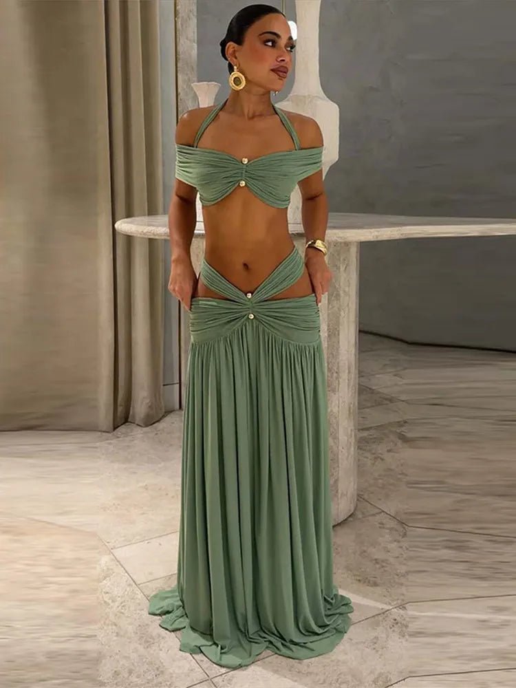 Beatrice Backless Beach Two-Piece Set - Women's Coordinated Two-Piece Outfit
