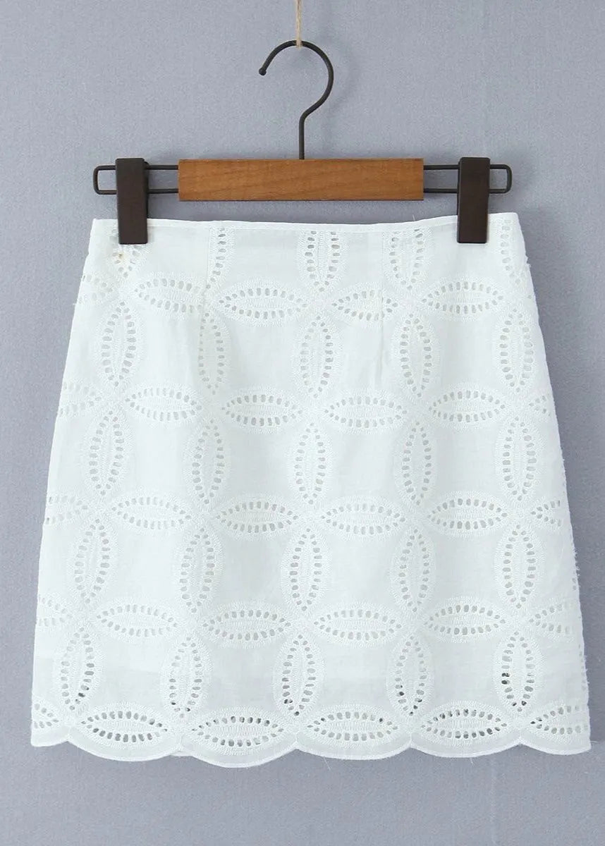 Beatrice Embroidered Cotton Shirt and Skirt Set - Women's Coordinated Two-Piece Outfit - Image 7