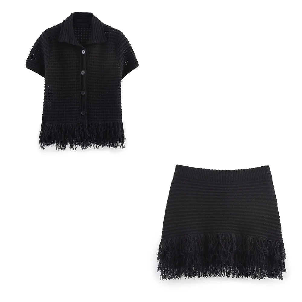 Beatrice Knitted Tassel Skirt Set - Women's Coordinated Two-Piece Outfit - Image 12