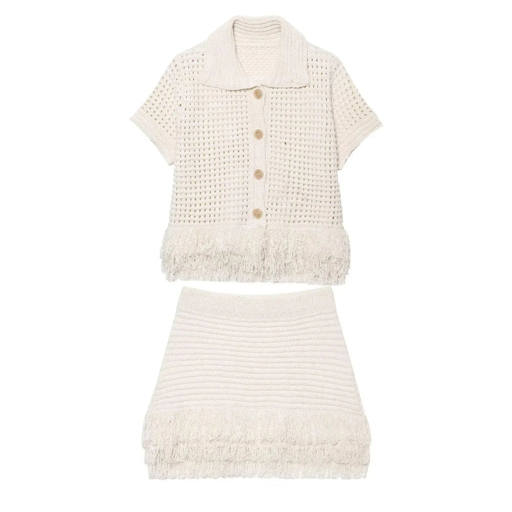 Beatrice Knitted Tassel Skirt Set - Women's Coordinated Two-Piece Outfit - Image 9