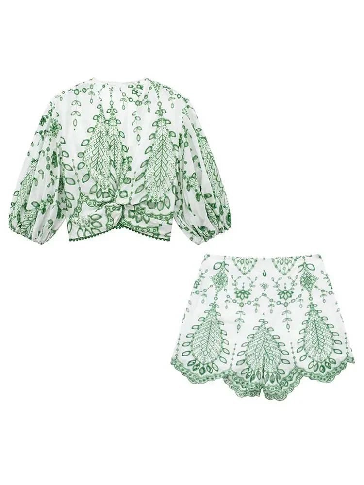 Beatrice Needlework Shorts Set - Women's Coordinated Two-Piece Outfit - Image 7