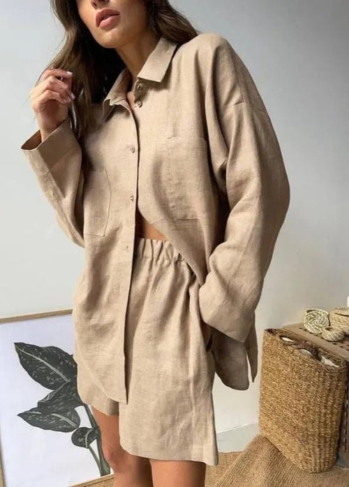 Aelita Relaxed Linen Co-Ord Set - Women's Coordinated Two-Piece Outfit - Image 2
