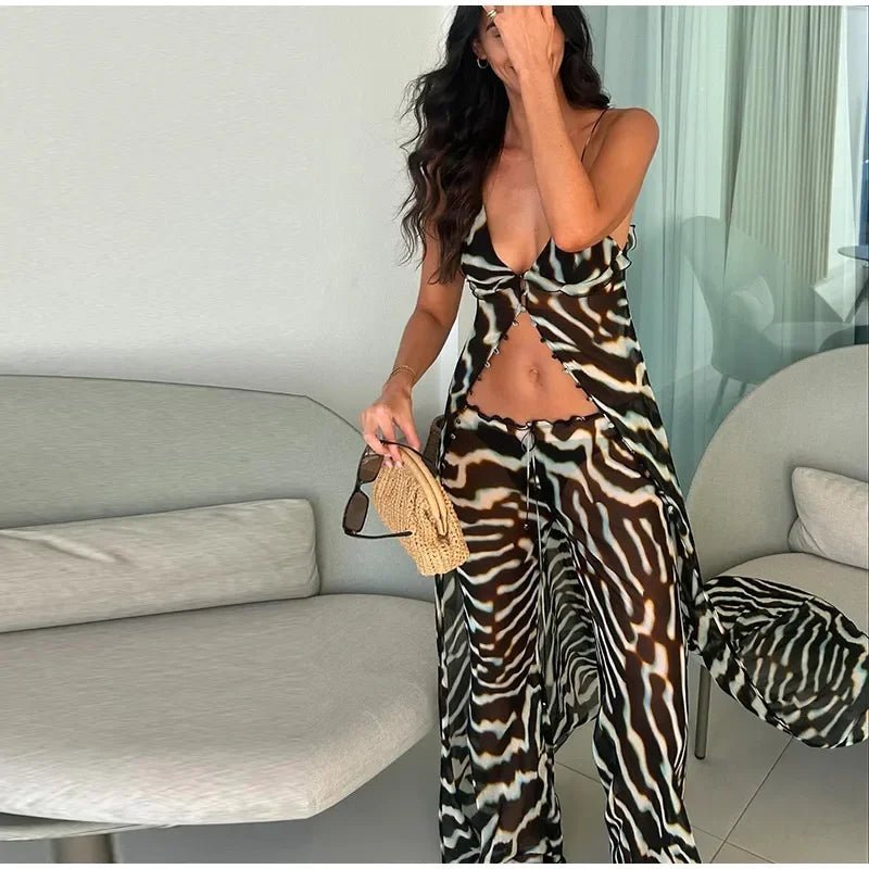 Bianca Zebra Print Matching Set for Women - Tunic Top and Trousers - Image 3
