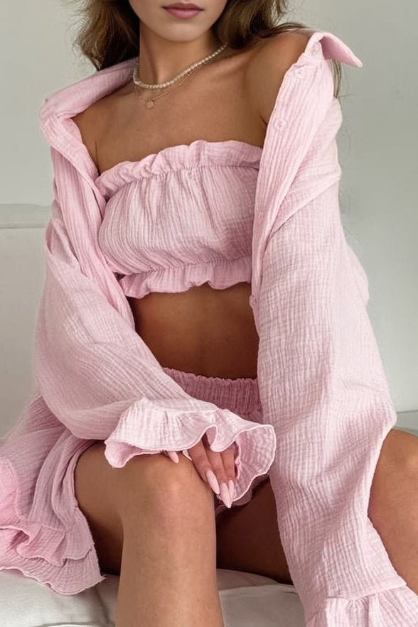 Brielle Three Piece Ruffled Set - Women's Coordinated Two-Piece Outfit - Image 3