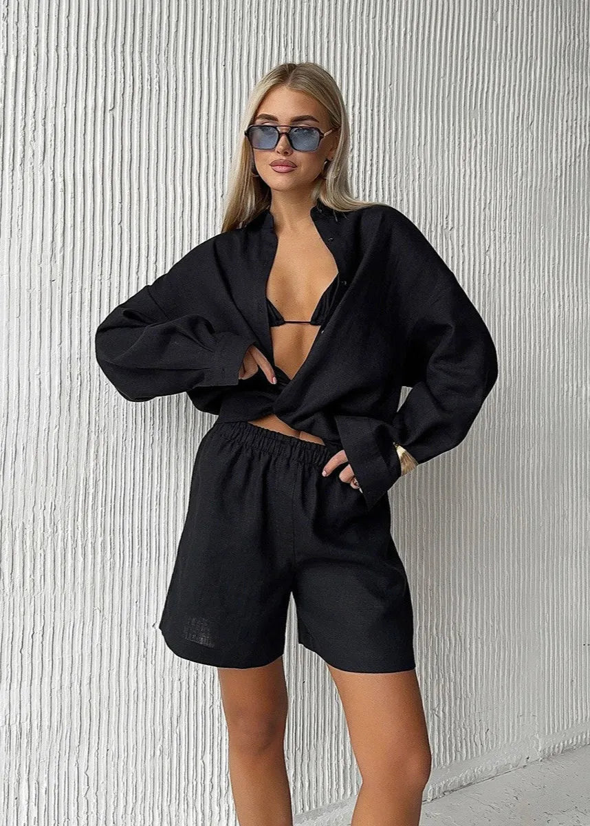 Camille White Cotton Shirt and Shorts Set - Women's Coordinated Two-Piece Outfit - Image 6