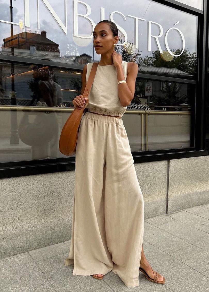 Celeste Wide-Leg Palazzo Set - Women's Coordinated Two-Piece Outfit