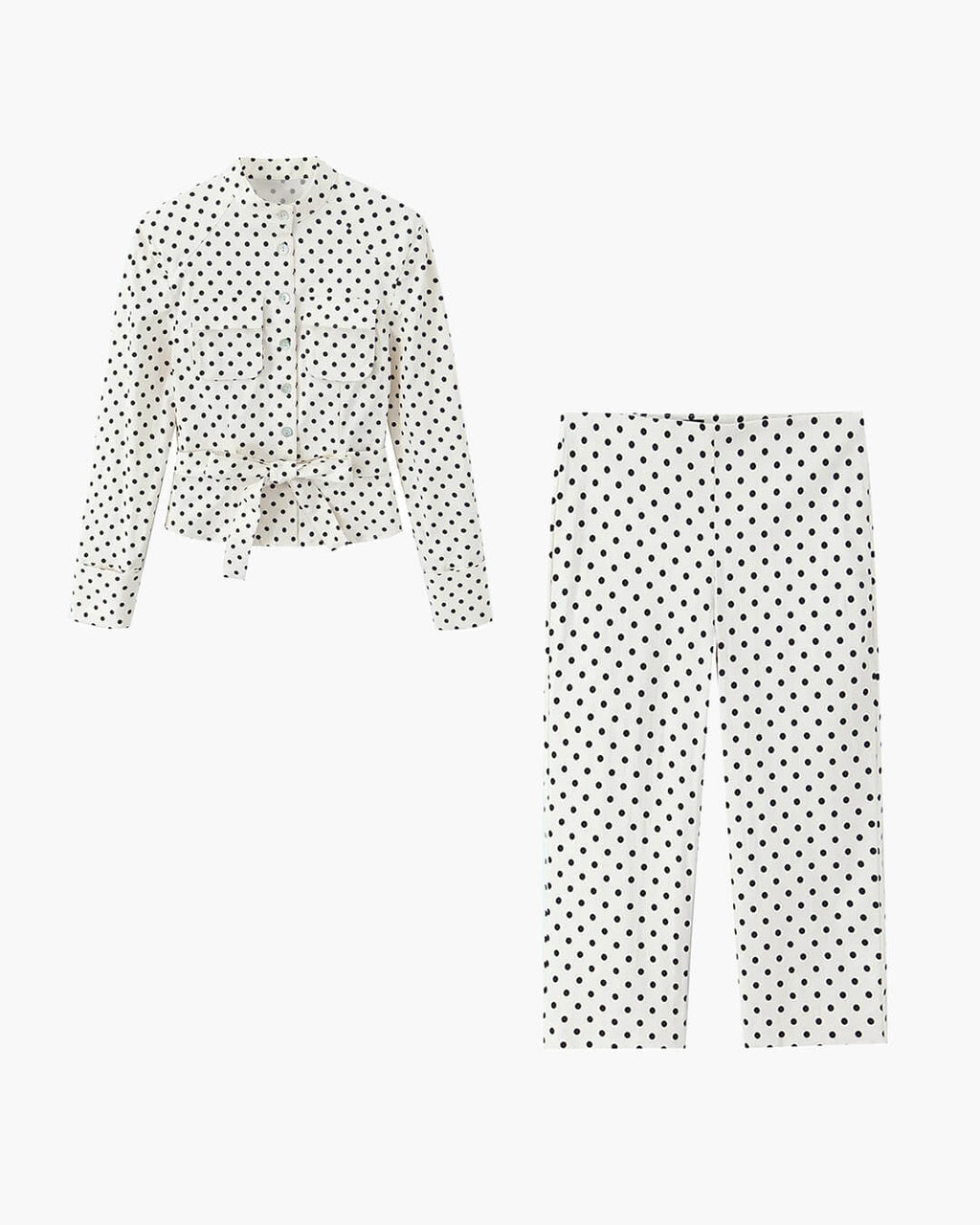 Cherry Polka Dot Jacket and Capri Pants Set for Women - Fall Matching Set - Image 4
