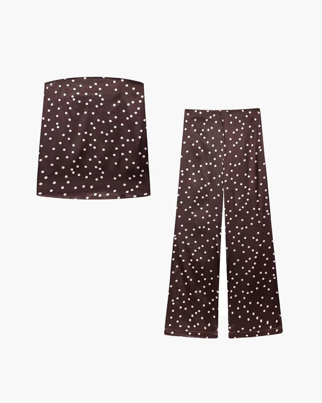 Claudine Satin Two Piece Set for Women - Bandeau Top & Wide Leg Pants - Image 5