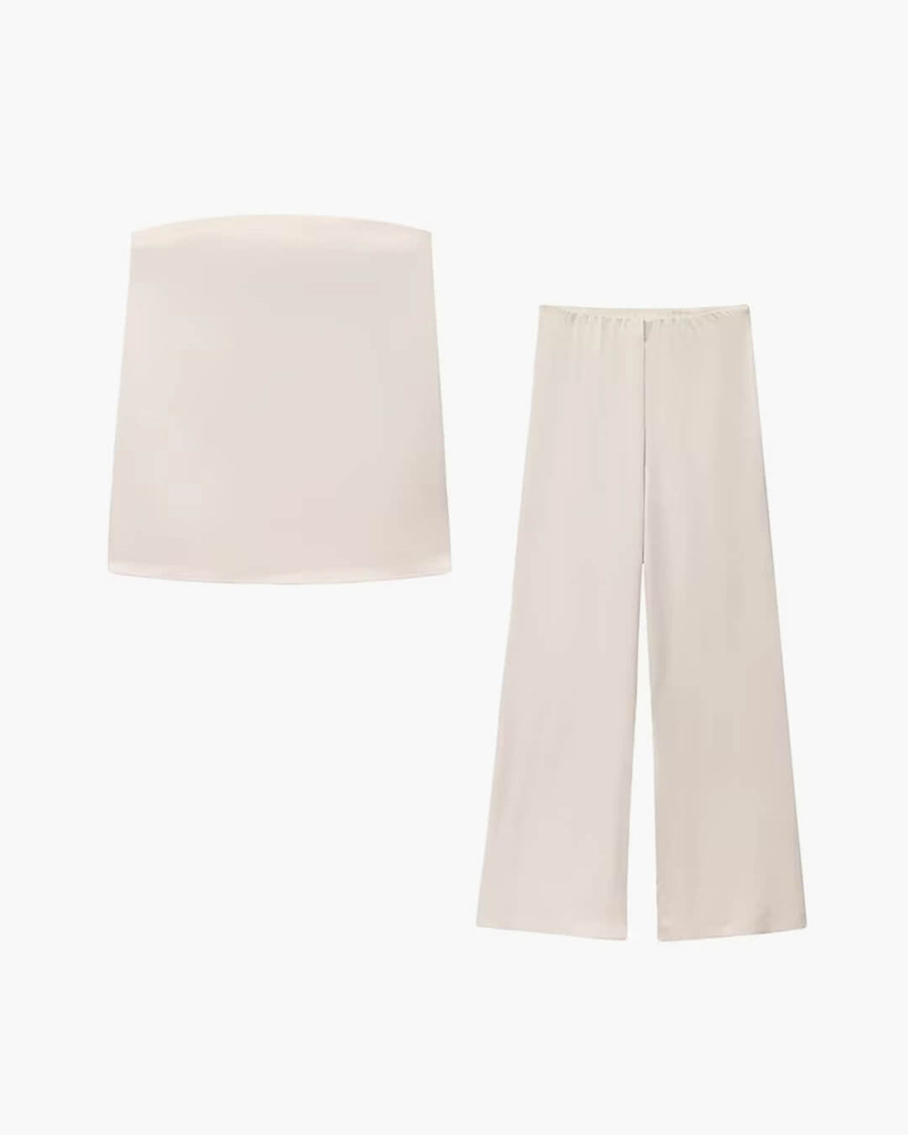 Claudine Satin Two Piece Set for Women - Bandeau Top & Wide Leg Pants - Image 2