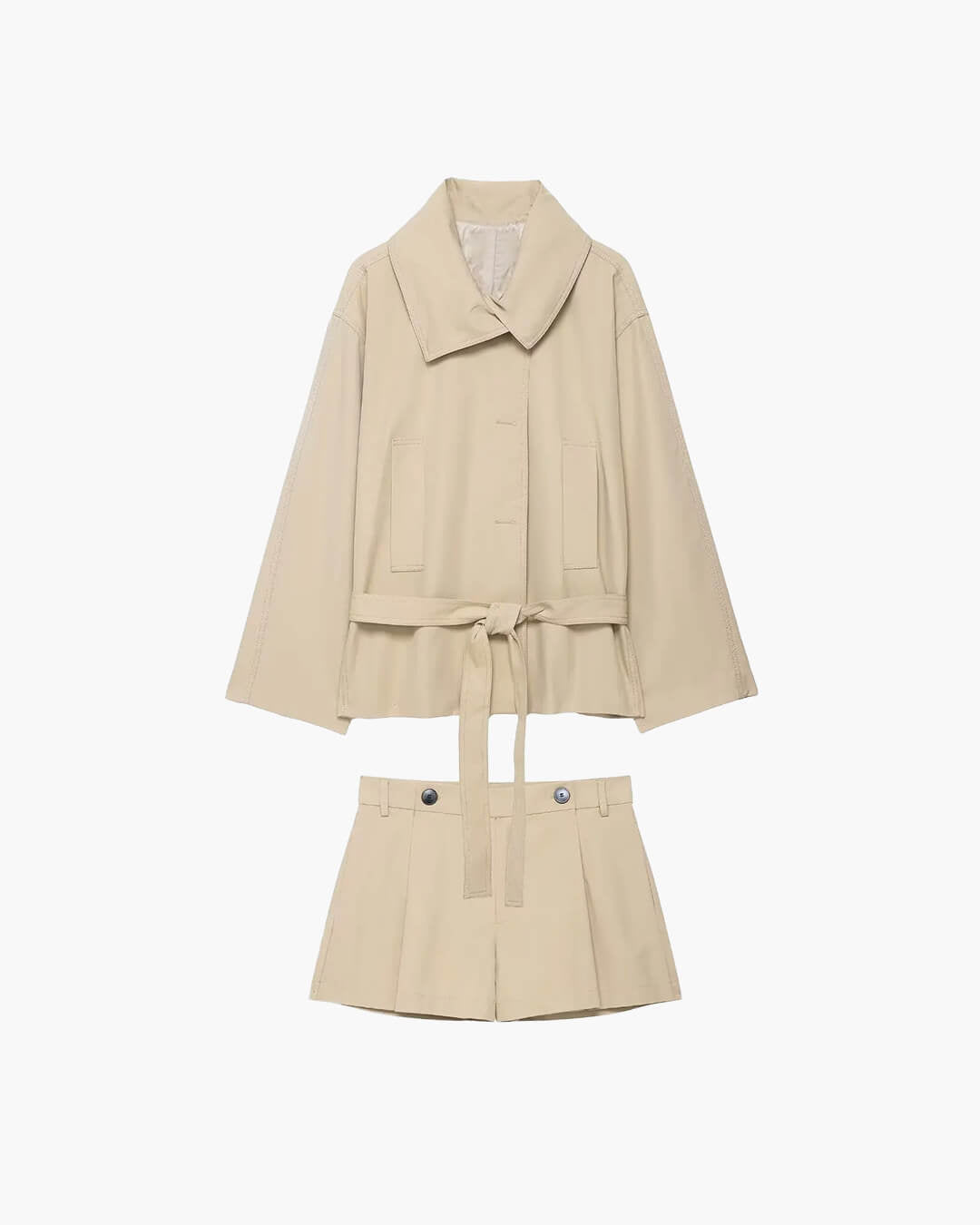 Debra Belted Jacket & Shorts Set - Women's Coordinated Two-Piece Outfit