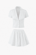 Delia Deep Neck Kawaii Mini Skirt Set - Women's Coordinated Two-Piece Outfit - Image 4