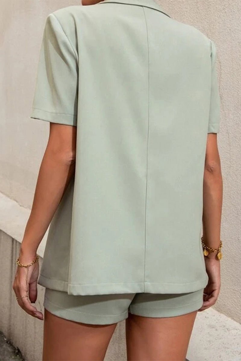 Amy Two-Piece Collared Short Sleeve Set - Women's Coordinated Two-Piece Outfit - Image 10