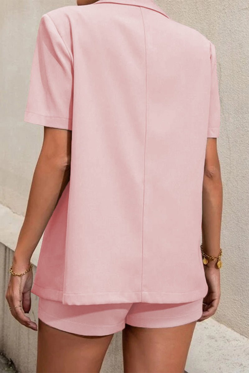 Amy Two-Piece Collared Short Sleeve Set - Women's Coordinated Two-Piece Outfit - Image 5