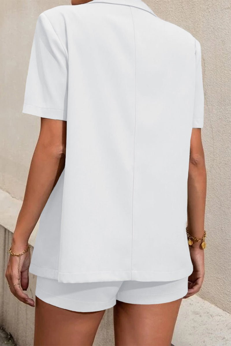 Amy Two-Piece Collared Short Sleeve Set - Women's Coordinated Two-Piece Outfit - Image 3