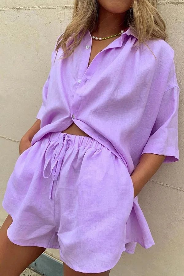 Erica Button-Down Blouse & Shorts Set - Women's Coordinated Two-Piece Outfit - Image 6