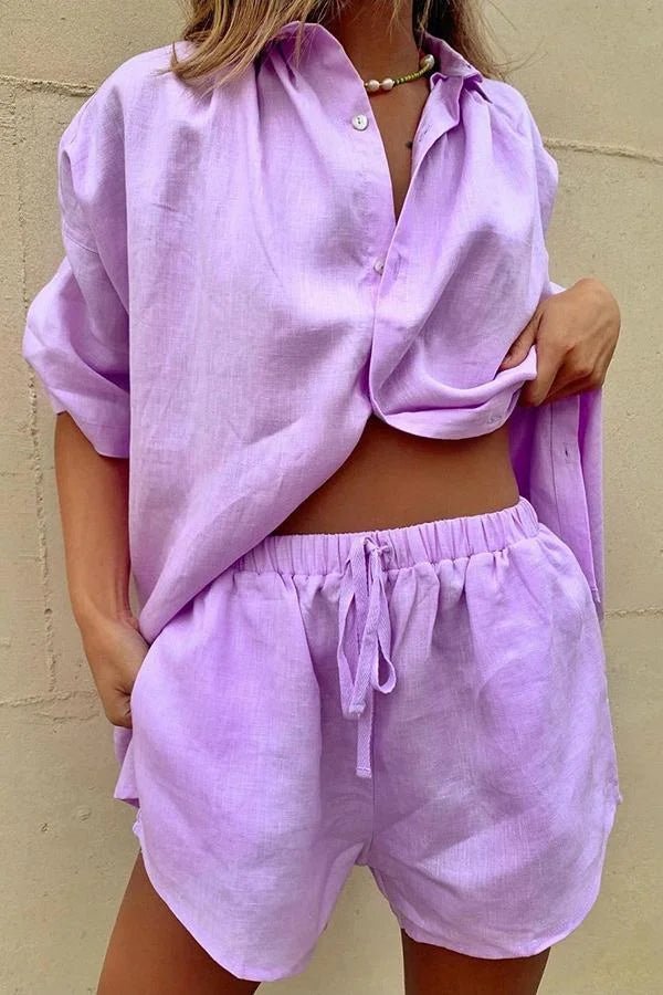 Erica Button-Down Blouse & Shorts Set - Women's Coordinated Two-Piece Outfit - Image 7