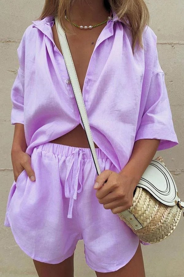 Erica Button-Down Blouse & Shorts Set - Women's Coordinated Two-Piece Outfit - Image 5