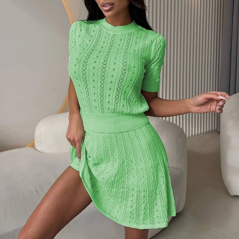 Everly Hollow Knit Two-Piece Set - Women's Coordinated Two-Piece Outfit - Image 6