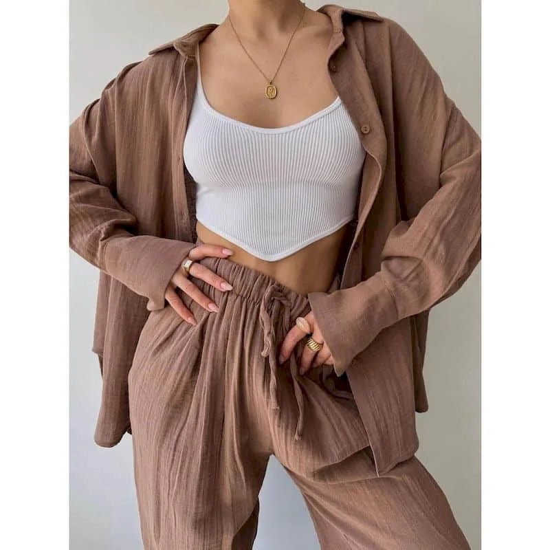Frances Lapel Long Sleeve & Pants Set - Women's Coordinated Two-Piece Outfit - Image 5