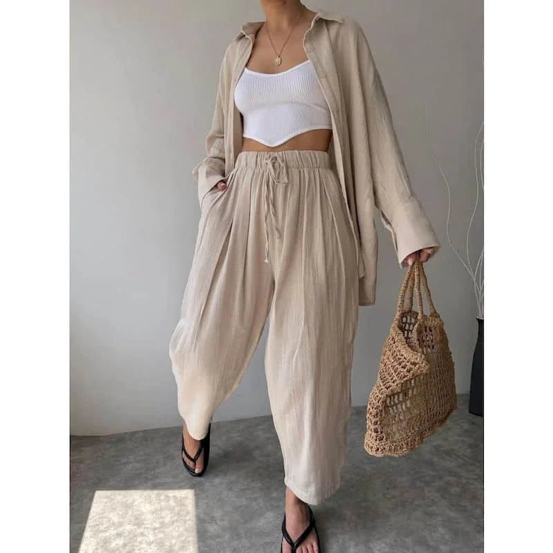 Frances Lapel Long Sleeve & Pants Set - Women's Coordinated Two-Piece Outfit - Image 2
