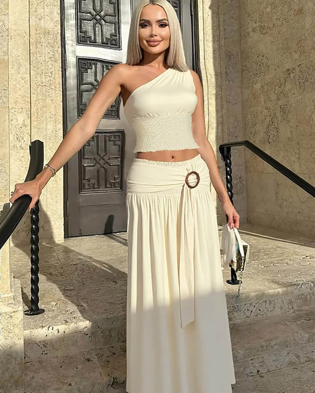 Gaia Belted Maxi Skirt Set - Women's Coordinated Two-Piece Outfit