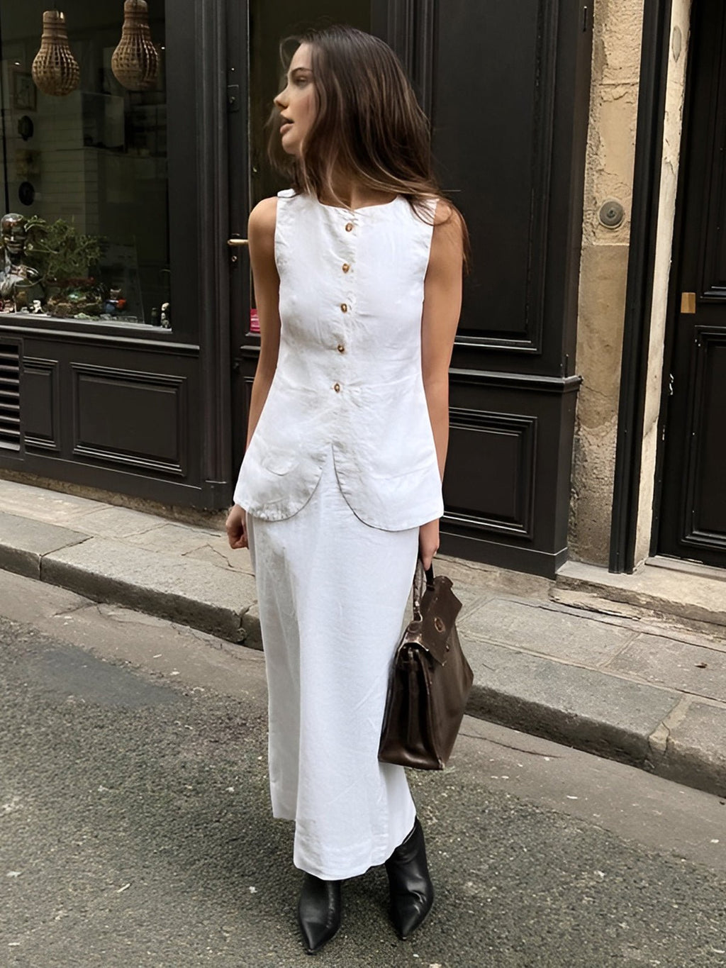 Irma Sleeveless Linen Set - Women's Coordinated Two-Piece Outfit