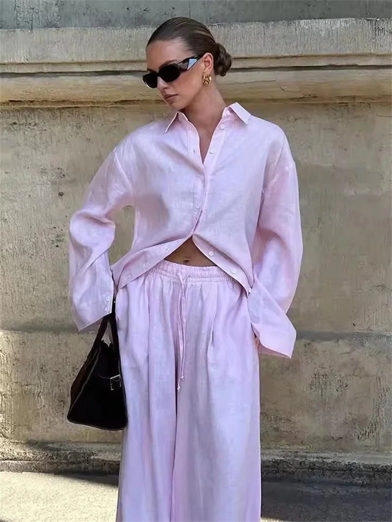 Ivanna Loose Blouse Wide Leg Pants Set - Women's Coordinated Two-Piece Outfit - Image 6