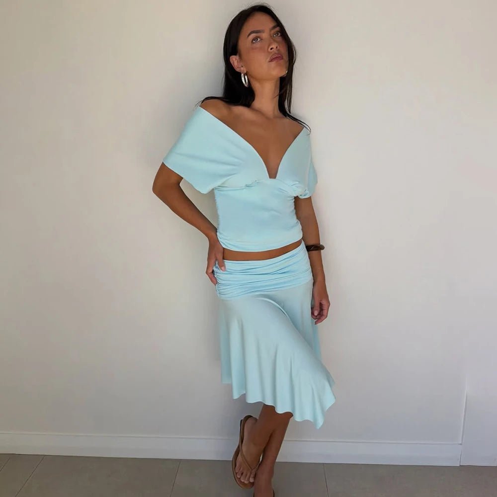 Jenna Off-The-Shoulder Top & Skirt Set - Women's Coordinated Two-Piece Outfit - Image 2