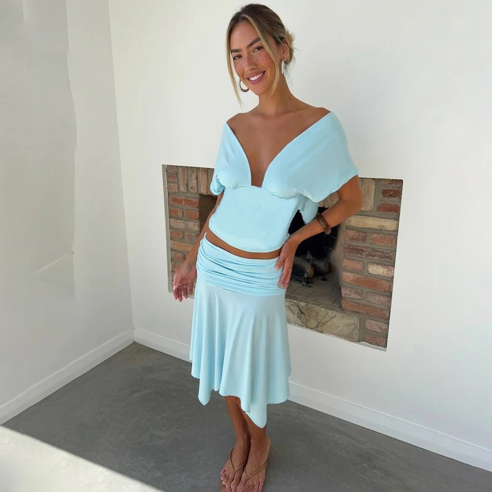 Jenna Off-The-Shoulder Top & Skirt Set - Women's Coordinated Two-Piece Outfit - Image 3